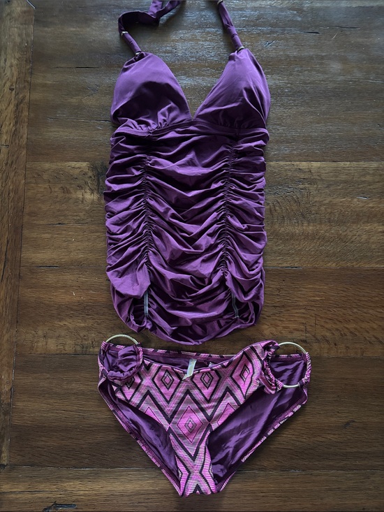 Vitamin A Other - Vitamin A Ruched Halter Tankini Set in Plum